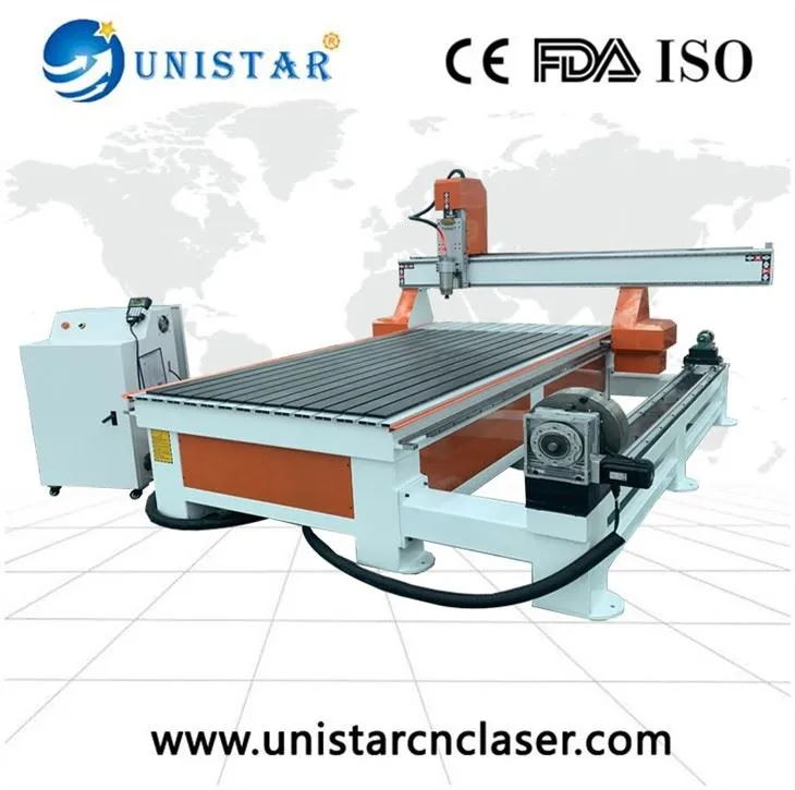 4 Axis Rotary Wood CNC Router/Woodworking T-slot Bed CNC Router 1325